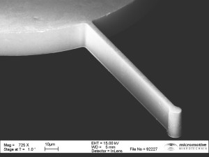 SEM image of a micro part made of Gold